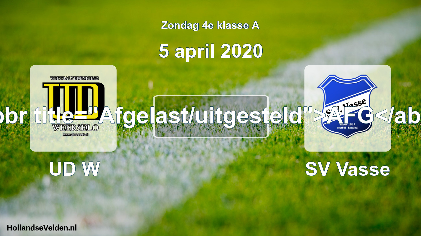 Scheduled Match: UD W - SV Vasse (5 April 2020)