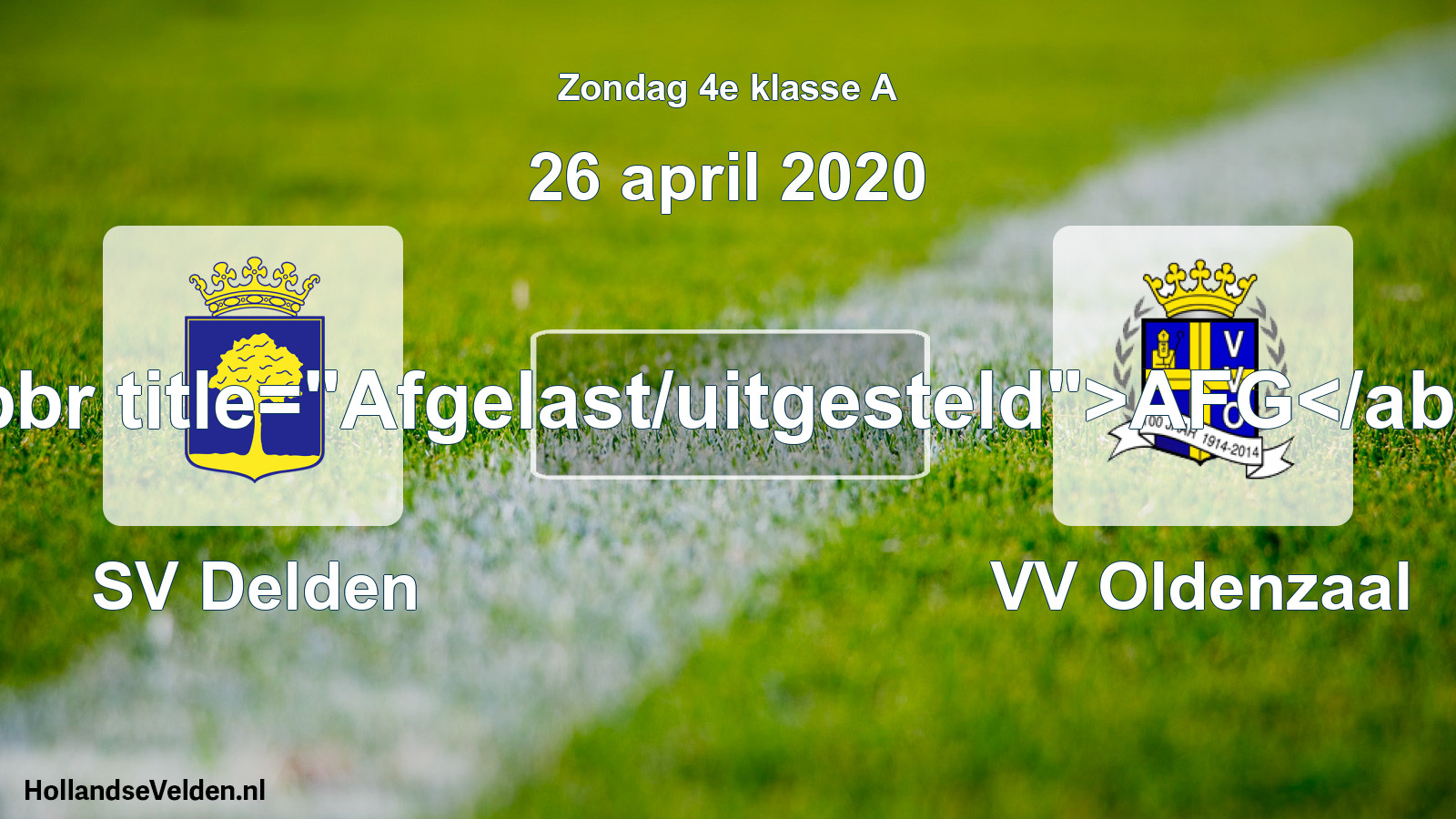 Scheduled Match: SV Delden - VV Oldenzaal (26 April 2020)