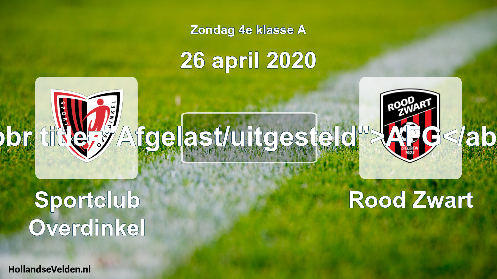 Scheduled Match: Sportclub Overdinkel - Rood Zwart (26 April 2020)