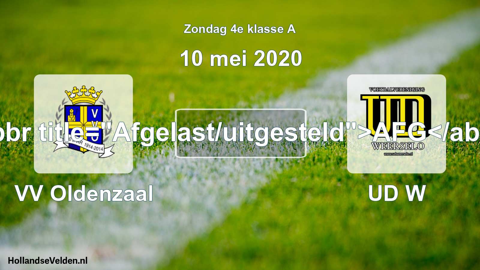 Scheduled Match: VV Oldenzaal - UD W (10 May 2020)