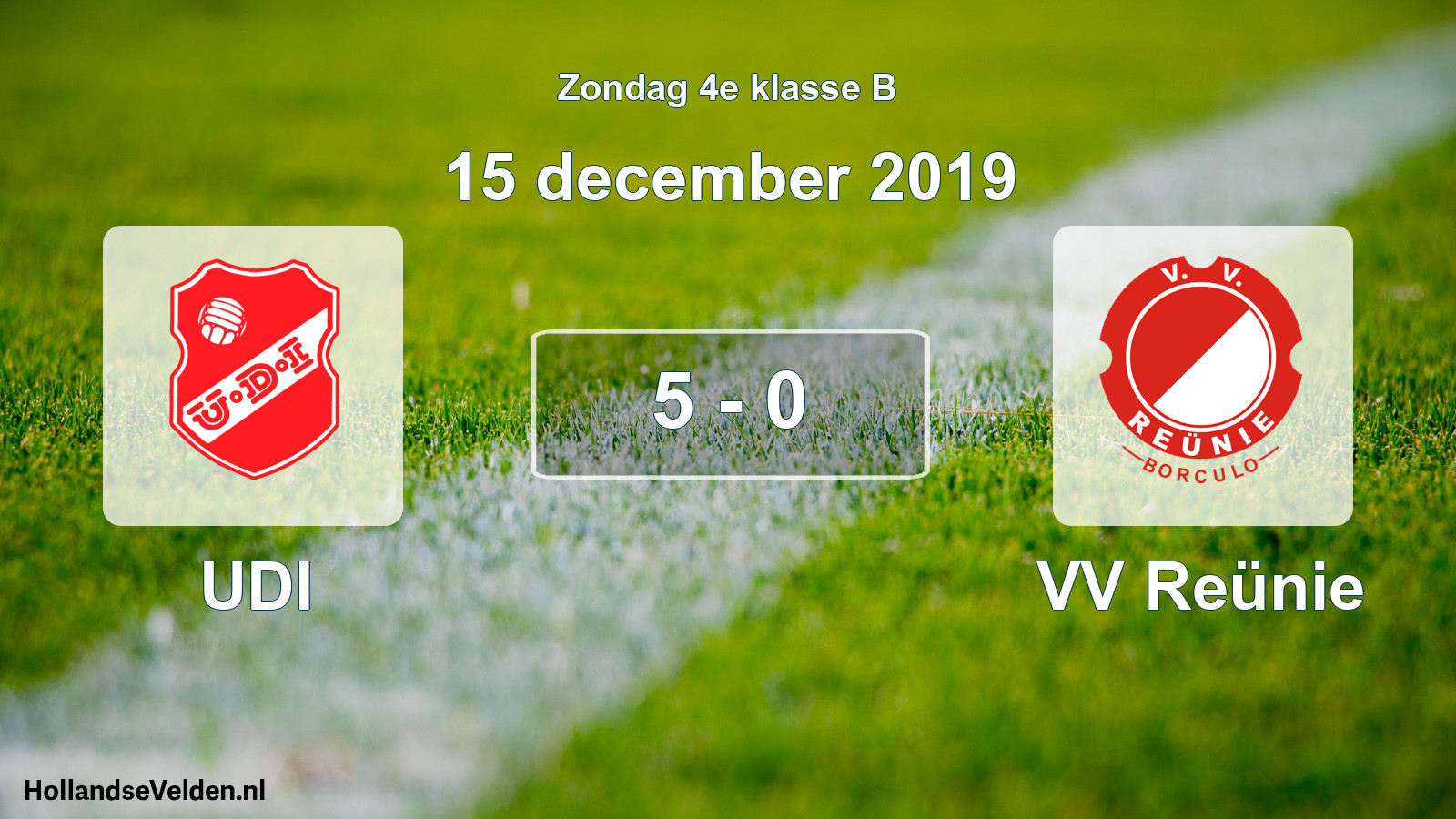Total number of matches played: UDI - VV Reünie 5 - 0 (15 December 2019)