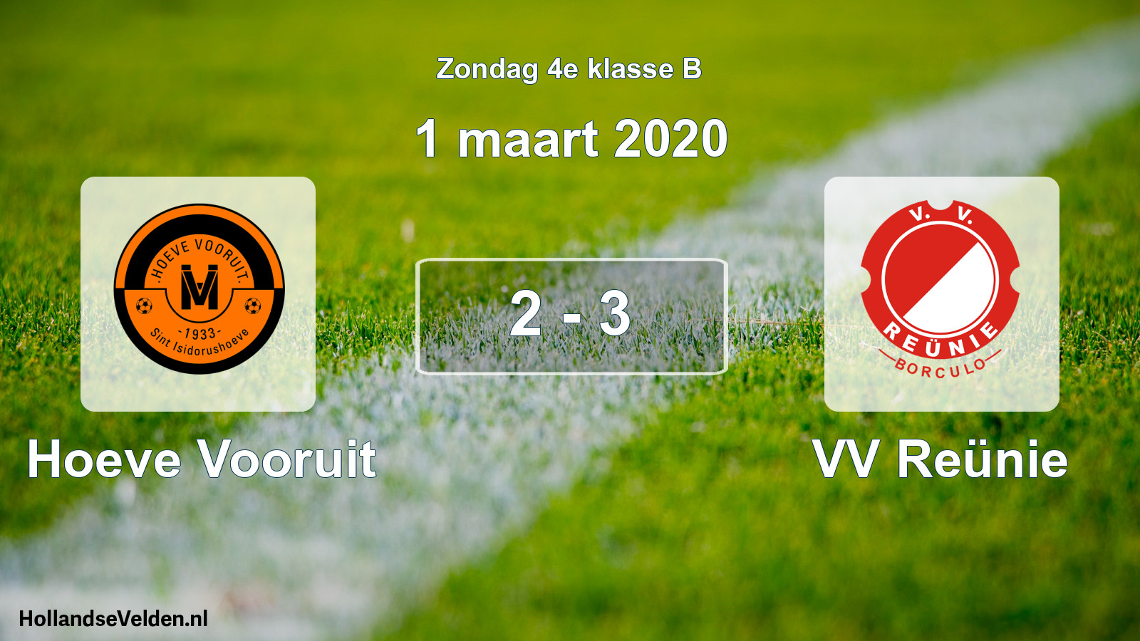 Total number of matches played: Hoeve Vooruit - VV Reünie 2 - 3 (1 March 2020)
