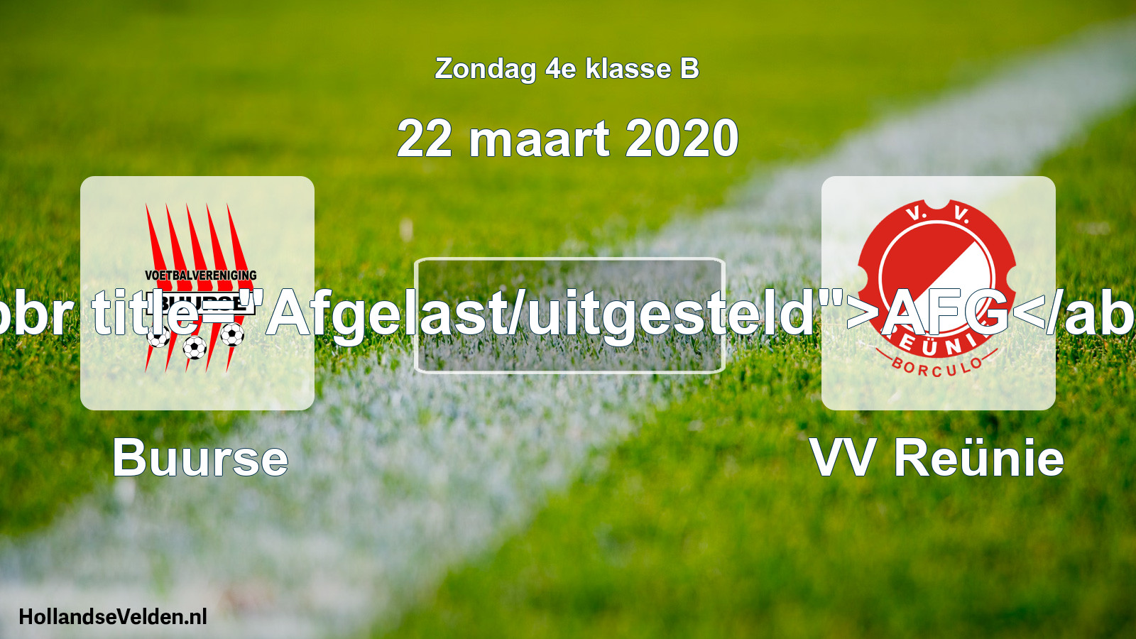 Scheduled Match: Buurse - VV Reünie (22 March 2020)