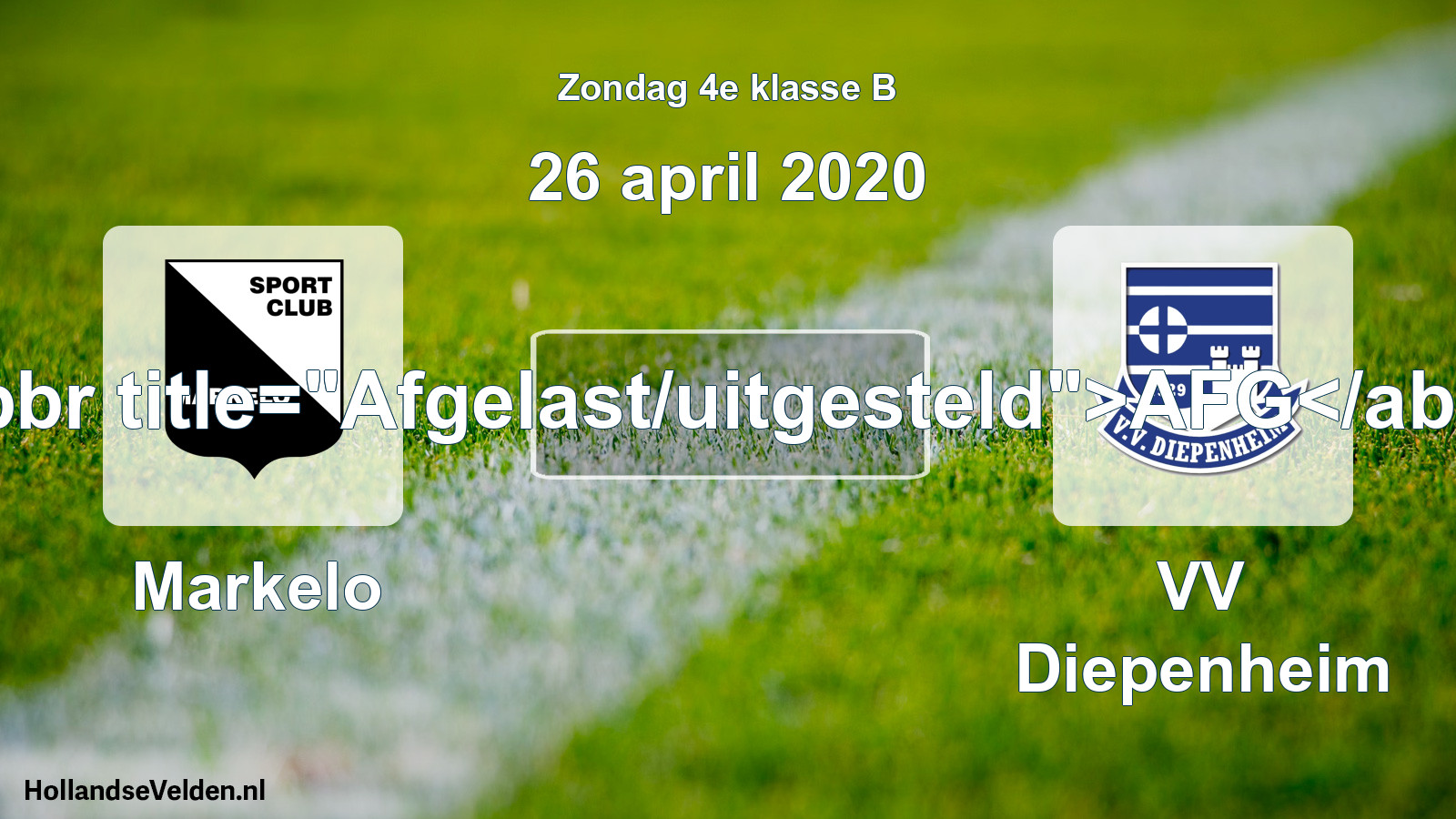 Scheduled Match: Markelo - VV Diepenheim (26 April 2020)