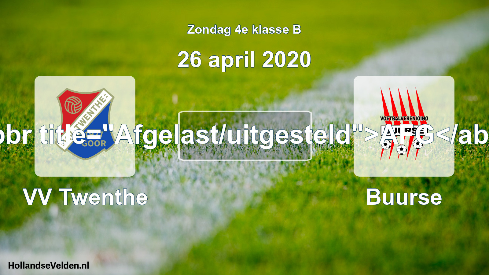Scheduled Match: VV Twenthe - Buurse (26 April 2020)
