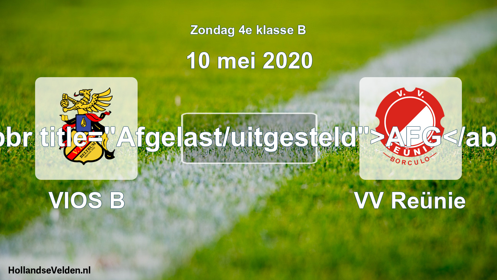 Scheduled Match: VIOS B - VV Reünie (10 May 2020)