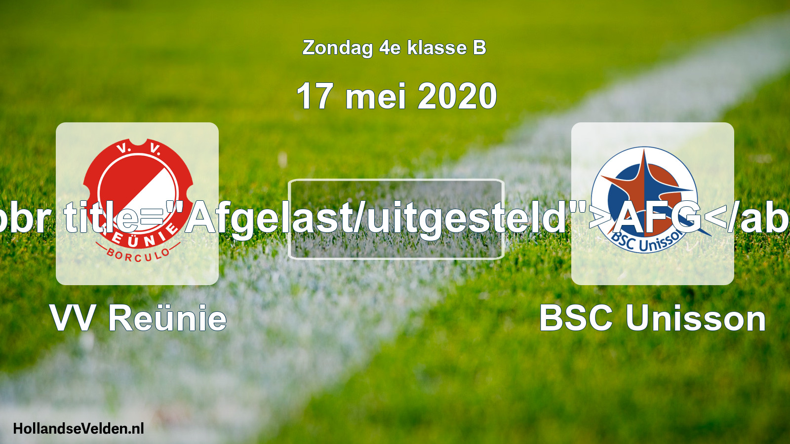 Scheduled Match: VV Reünie - BSC Unisson (17 May 2020)