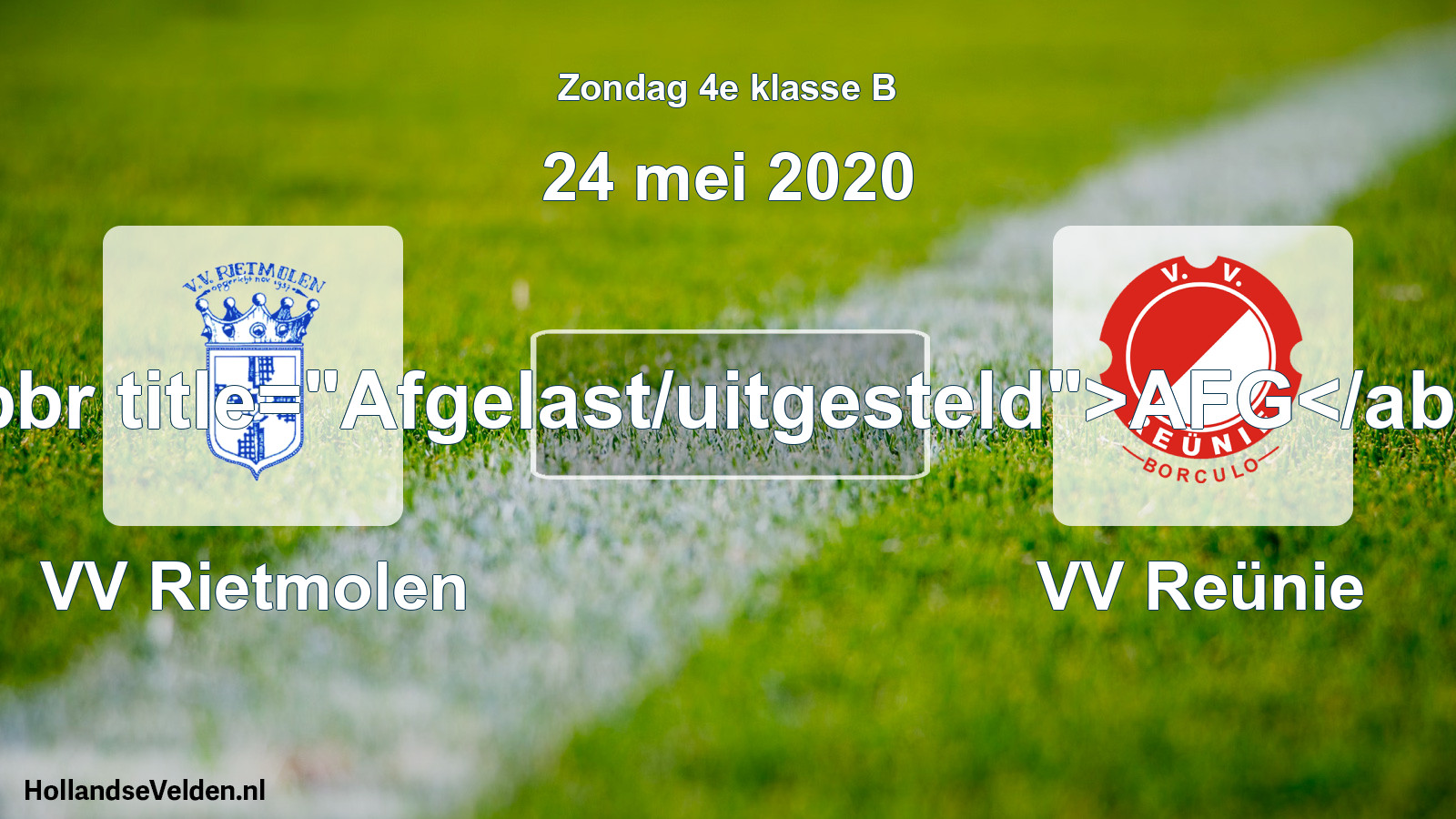 Scheduled Match: VV Rietmolen - VV Reünie (24 May 2020)
