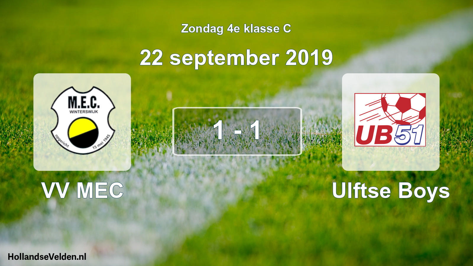 Total number of matches played: VV MEC - Ulftse Boys 1 - 1 (22 September 2019)