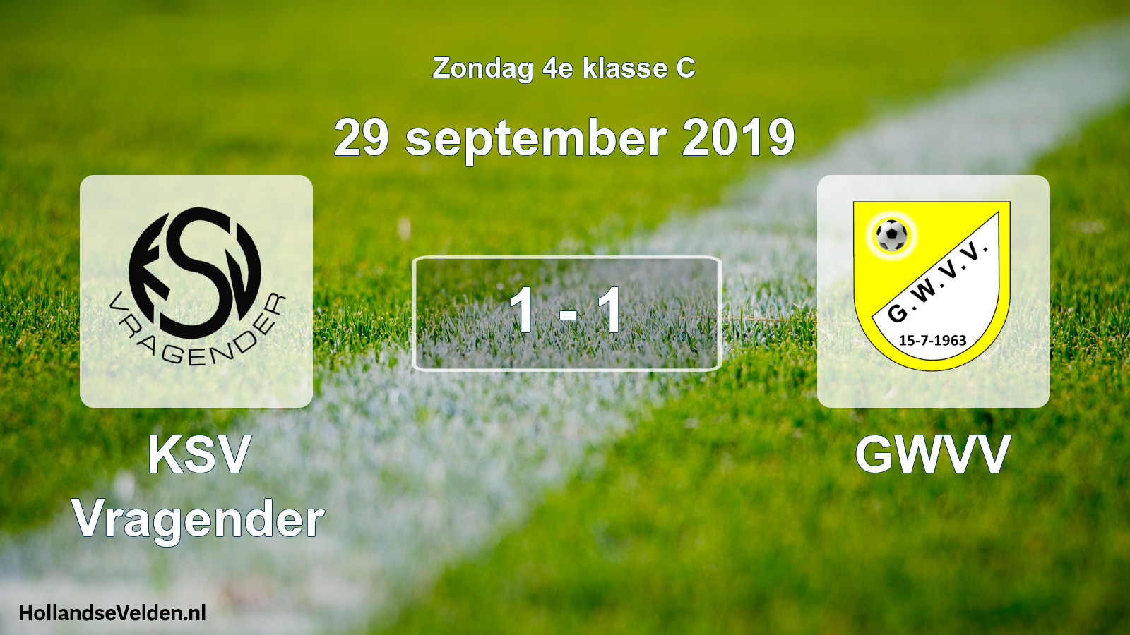Total number of matches played: KSV Vragender - GWVV 1 - 1 (29 September 2019)