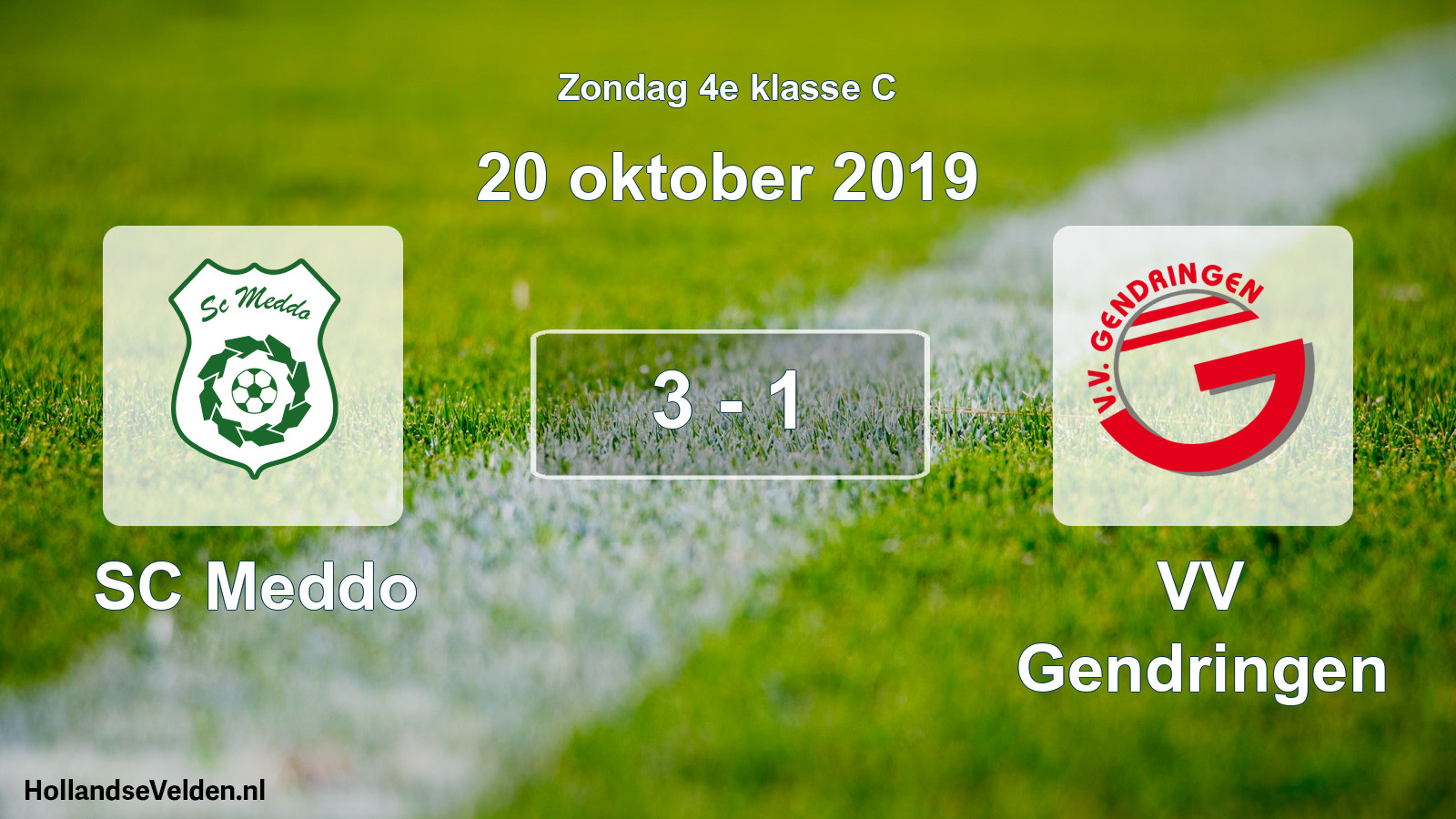 Total number of matches played: SC Meddo - VV Gendringen 3 - 1 (20 October 2019)