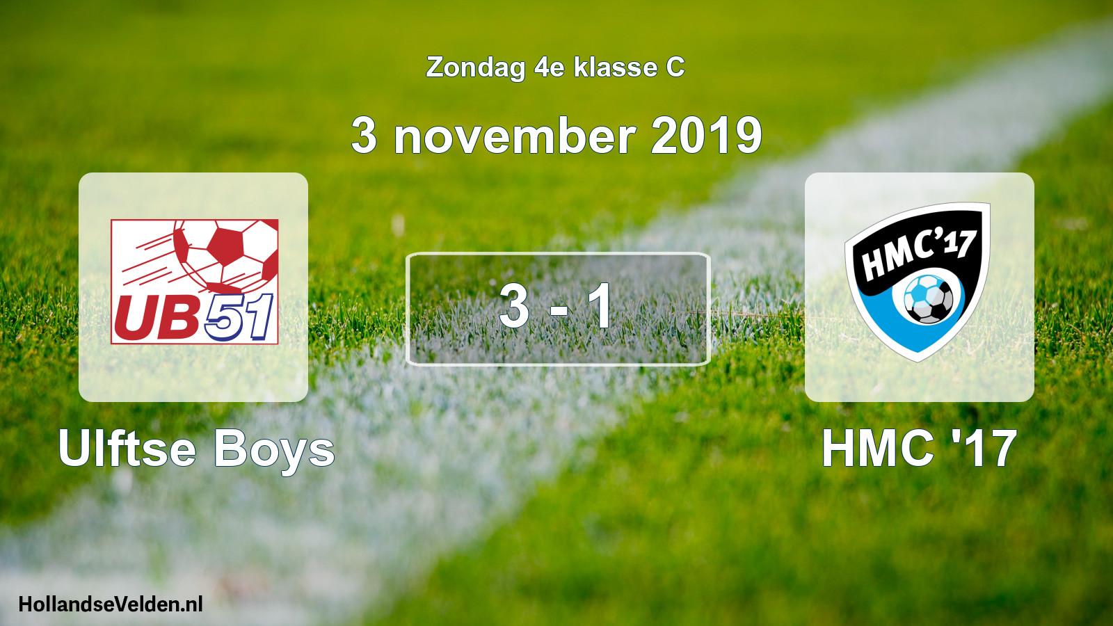 Total number of matches played: Ulftse Boys - HMC '17 3 - 1 (3 November 2019)