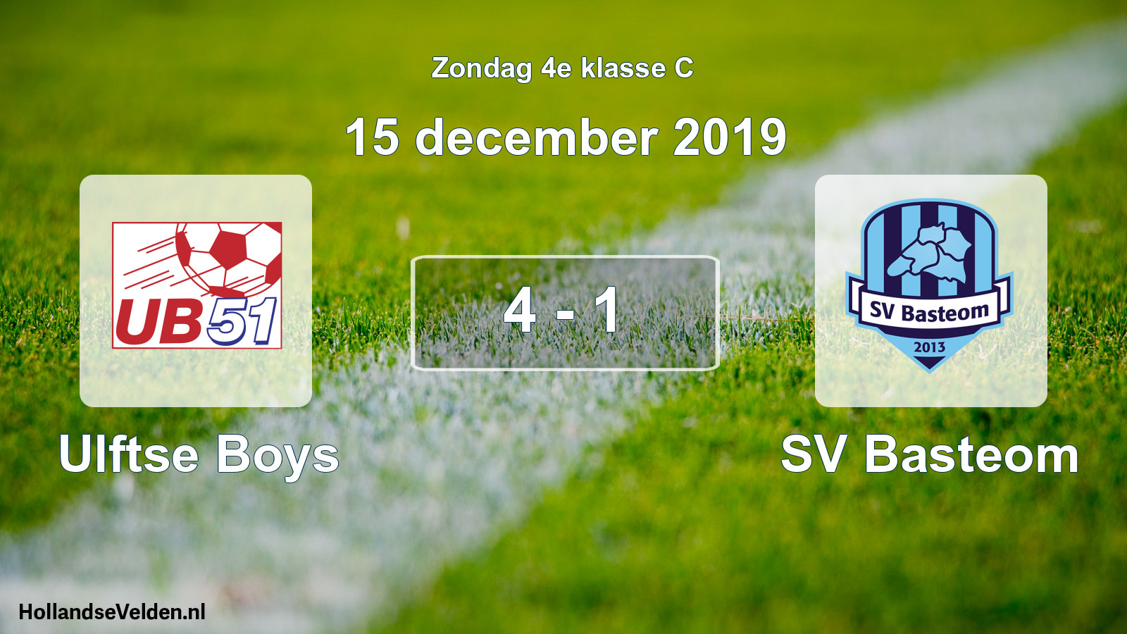 Total number of matches played: Ulftse Boys - SV Basteom 4 - 1 (15 December 2019)