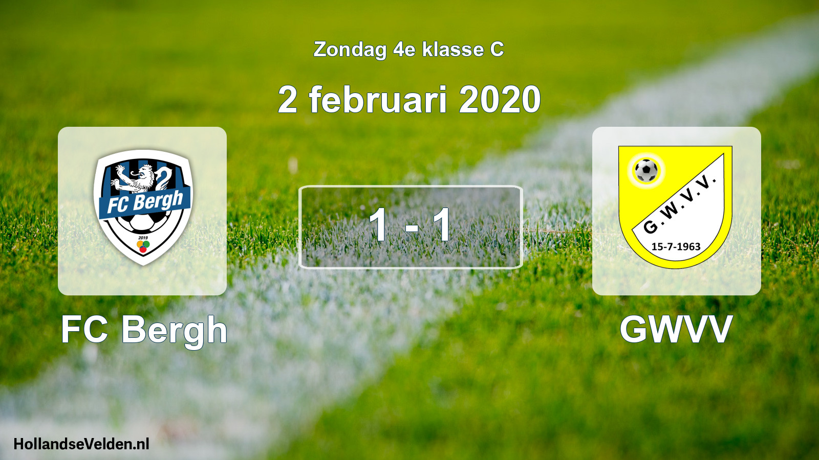 Total number of matches played: FC Bergh - GWVV 1 - 1 (2 February 2020)