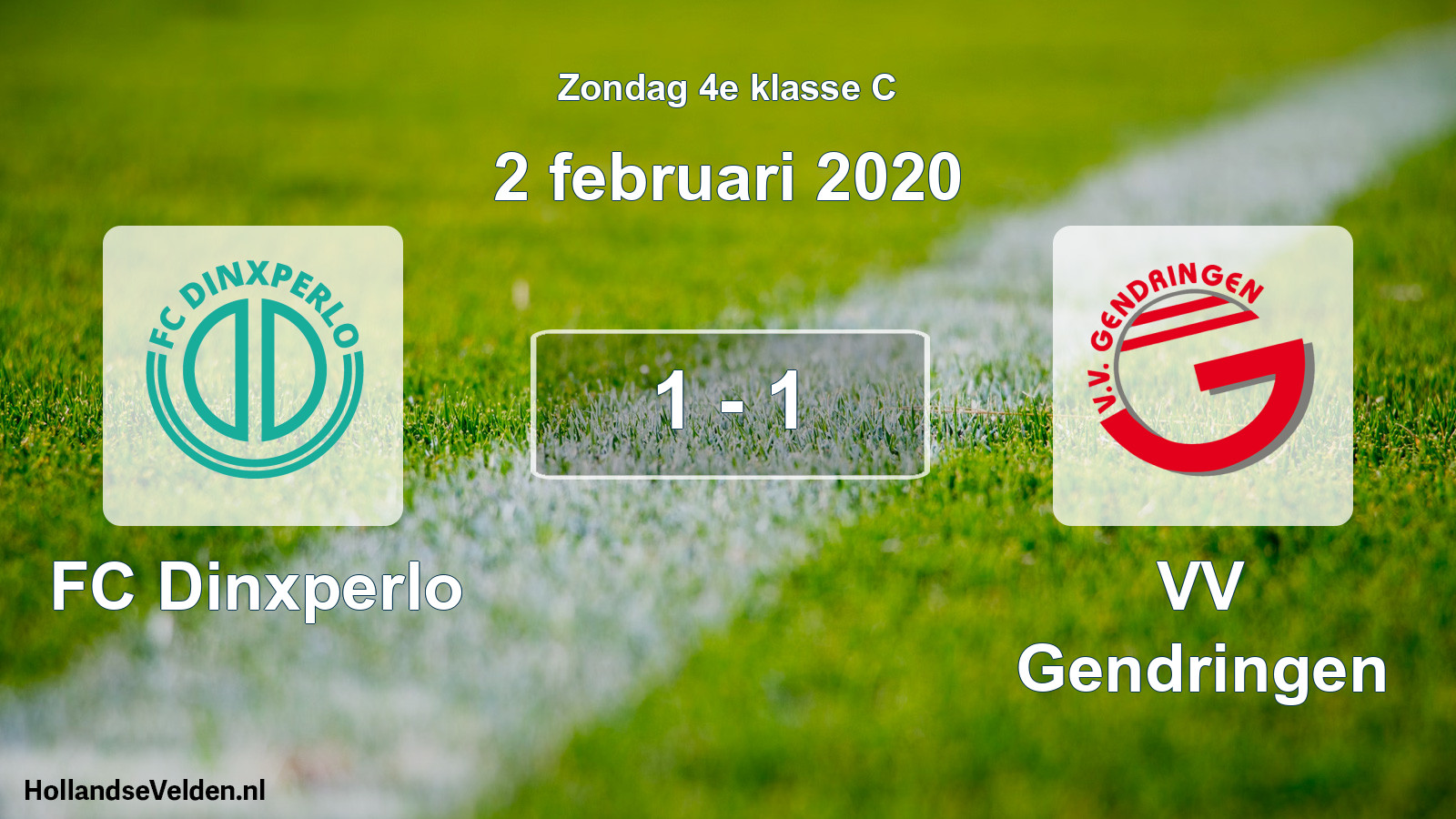 Total number of matches played: FC Dinxperlo - VV Gendringen 1 - 1 (2 February 2020)