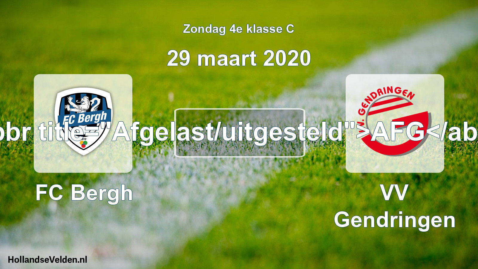 Scheduled Match: FC Bergh - VV Gendringen (29 March 2020)