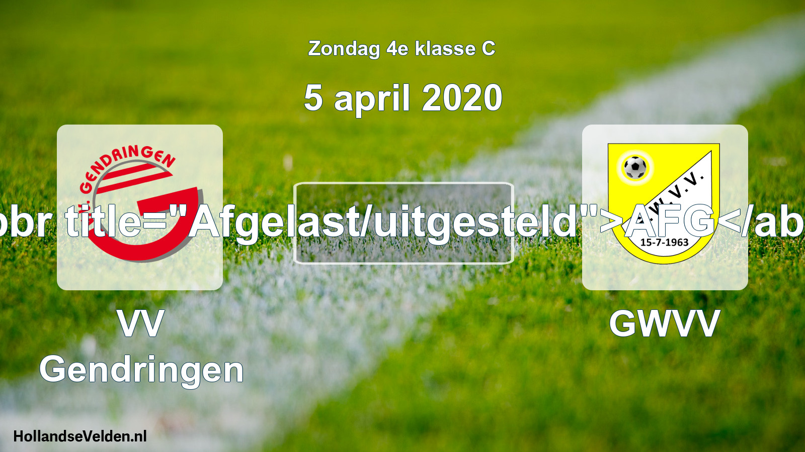 Scheduled Match: VV Gendringen - GWVV (5 April 2020)