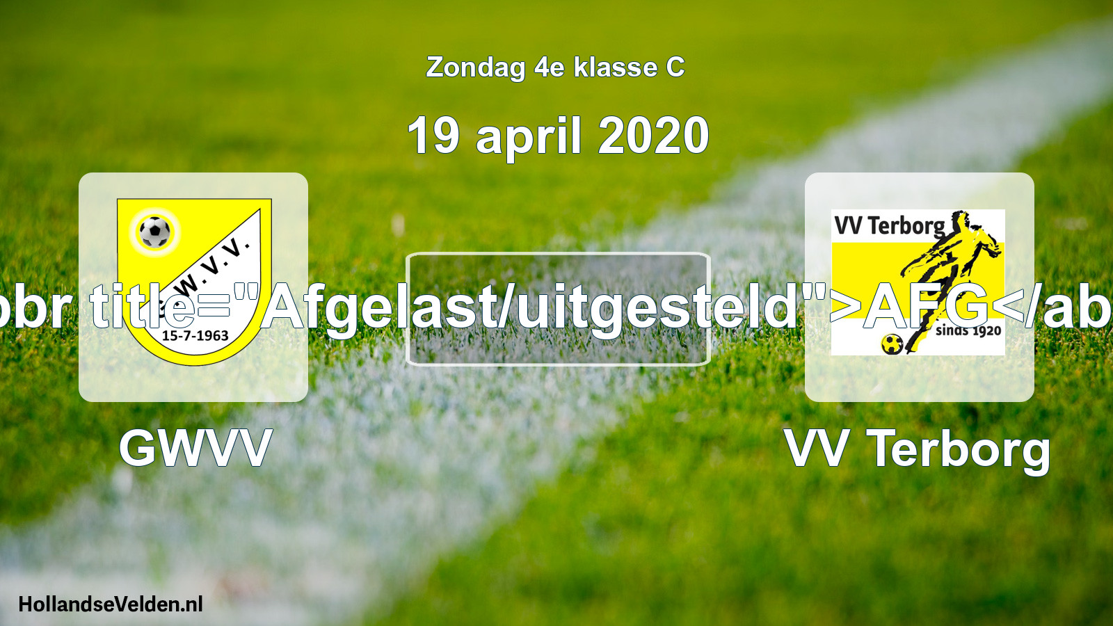 Scheduled Match: GWVV - VV Terborg (19 April 2020)