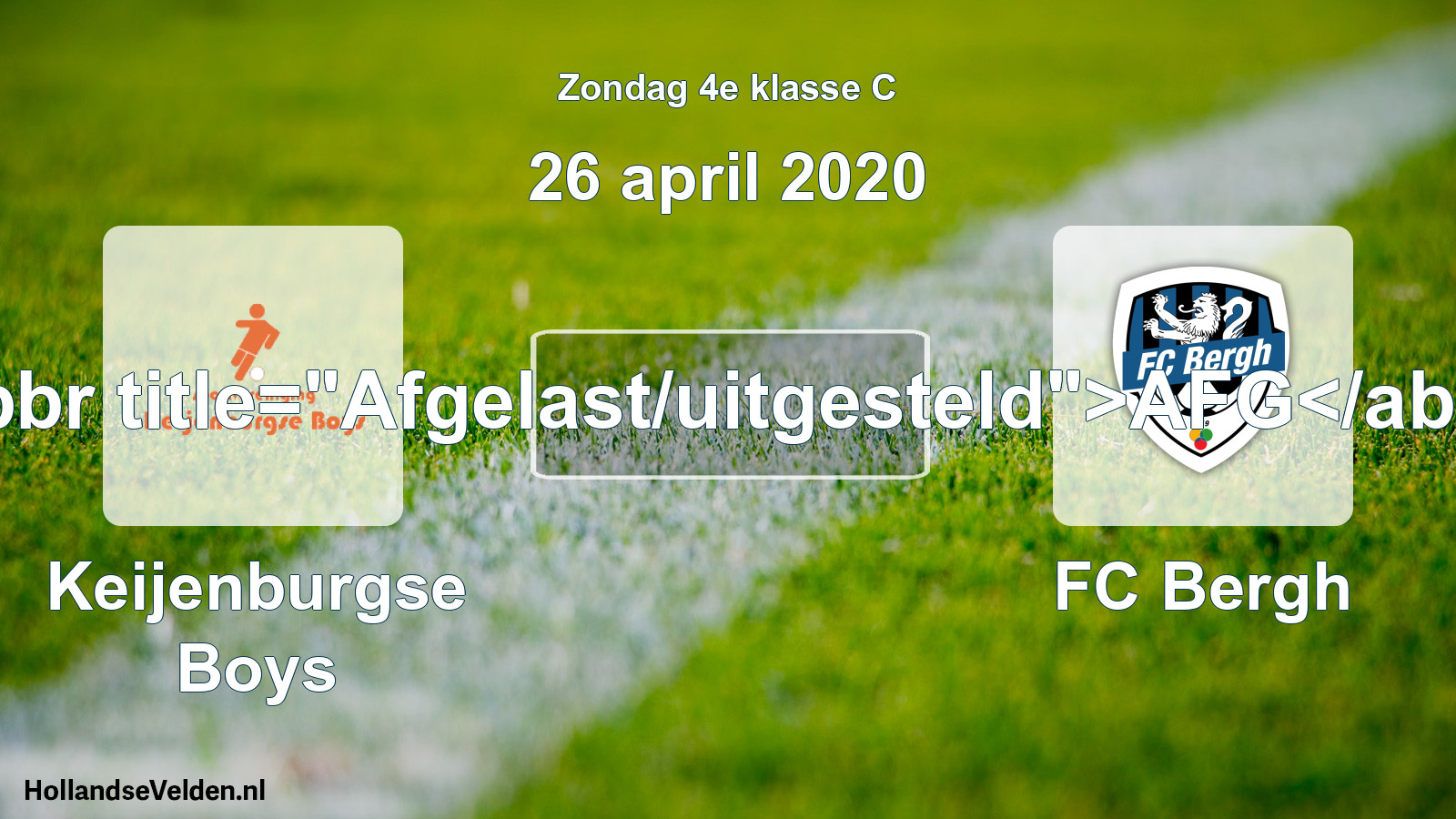 Scheduled Match: Keijenburgse Boys - FC Bergh (26 April 2020)