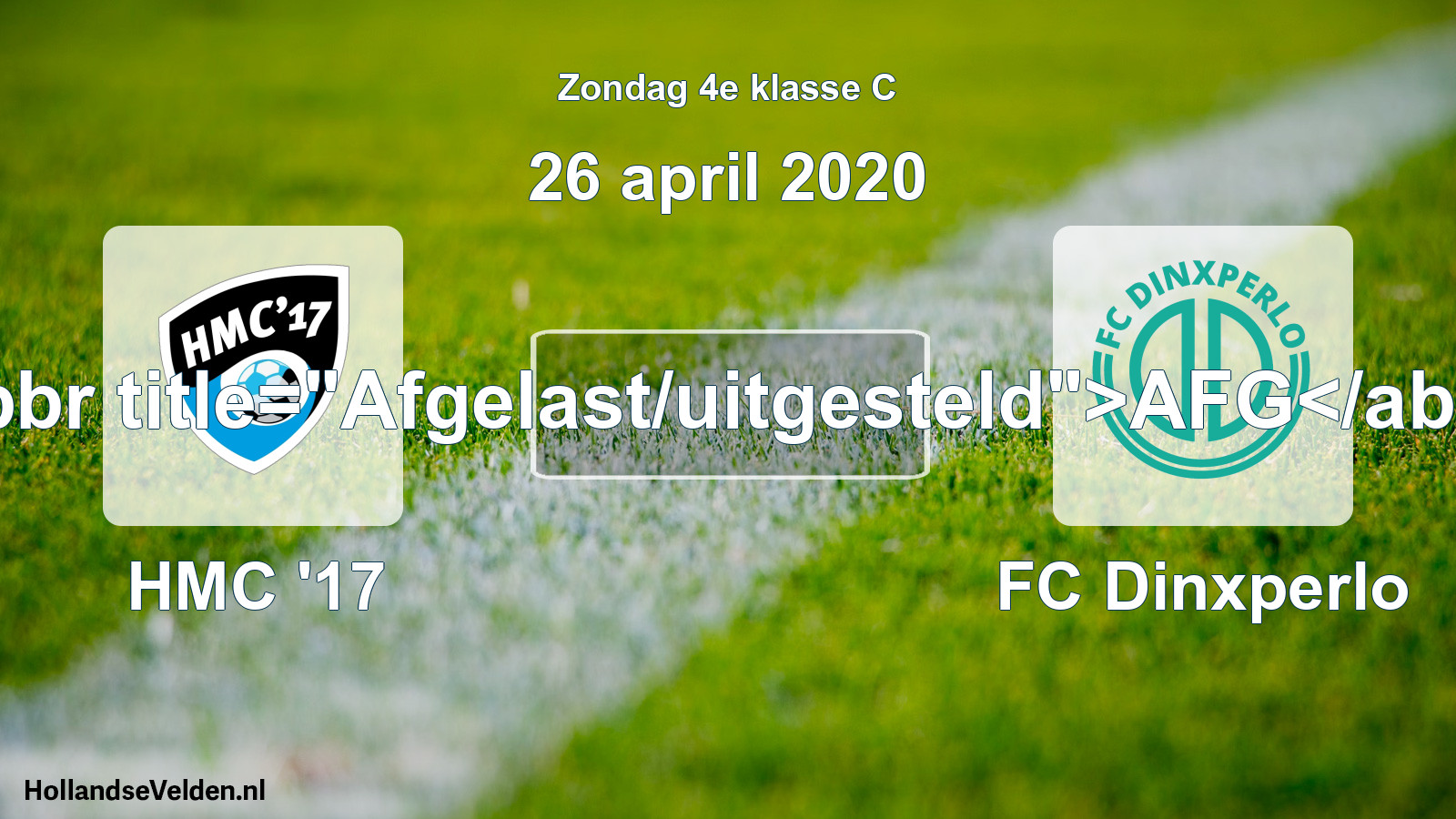 Scheduled Match: HMC '17 - FC Dinxperlo (26 April 2020)