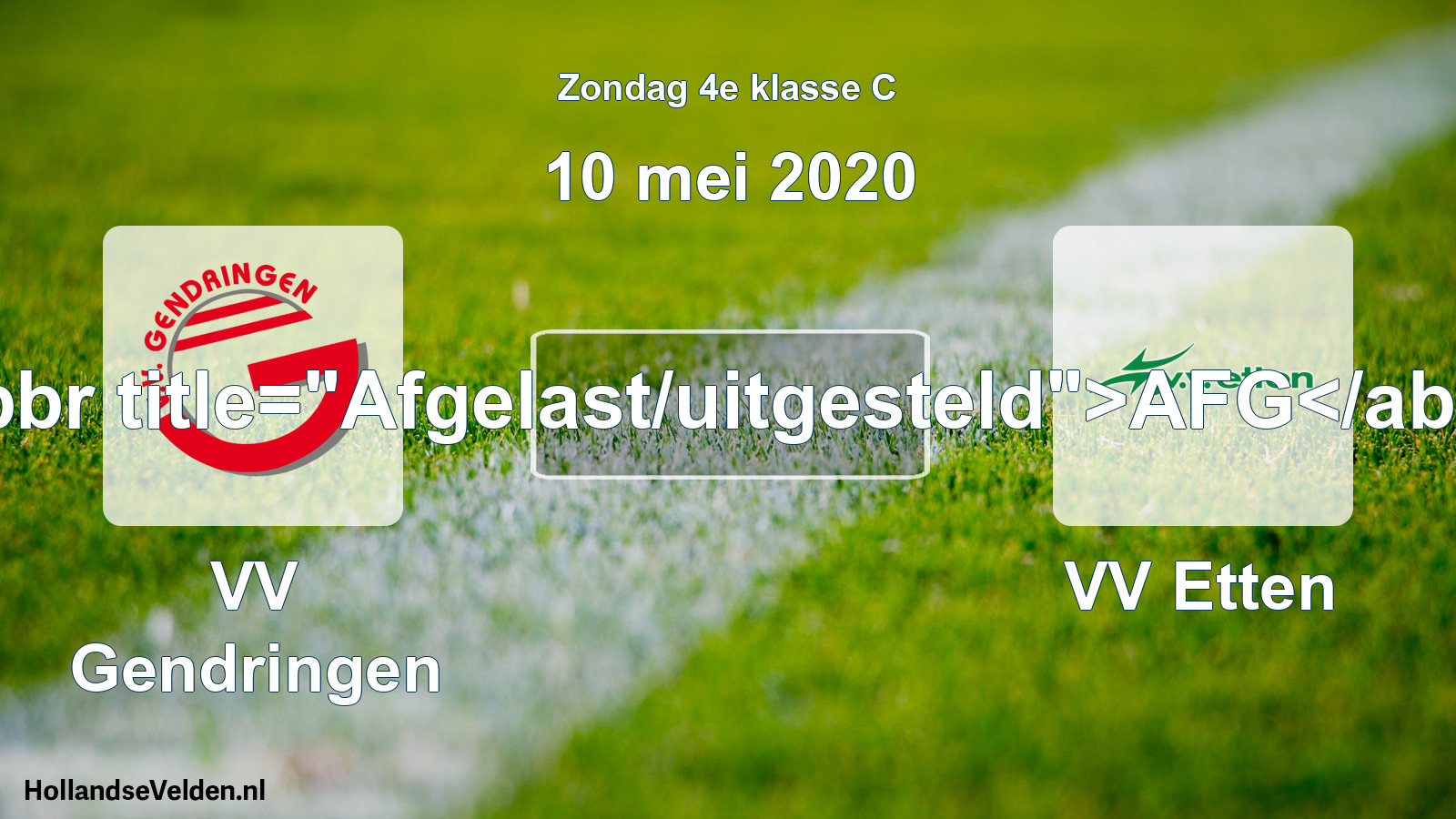 Scheduled Match: VV Gendringen - VV Etten (10 May 2020)
