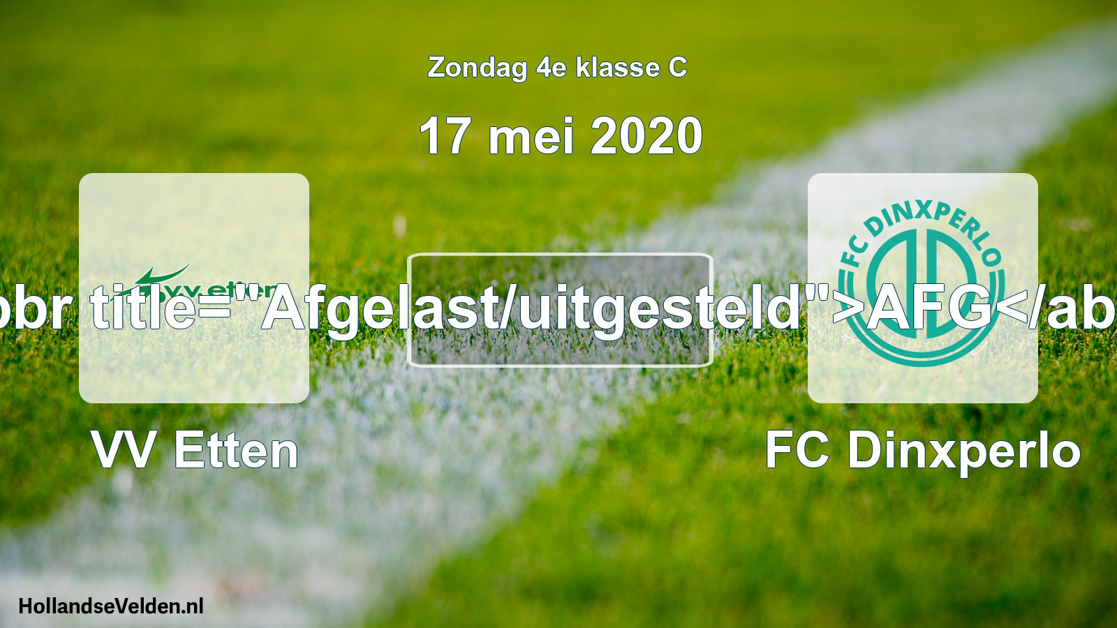 Scheduled Match: VV Etten - FC Dinxperlo (17 May 2020)