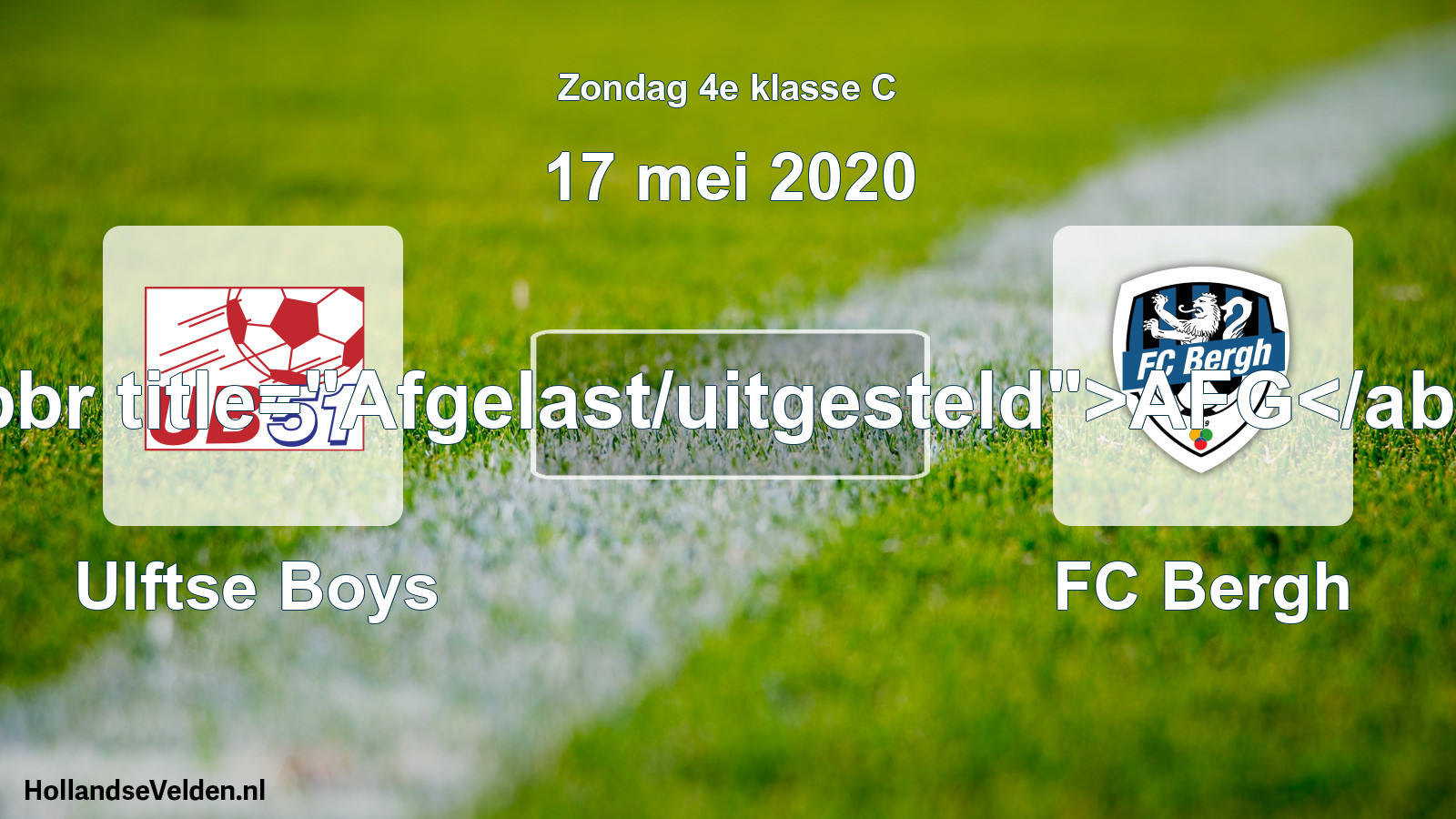 Scheduled Match: Ulftse Boys - FC Bergh (17 May 2020)