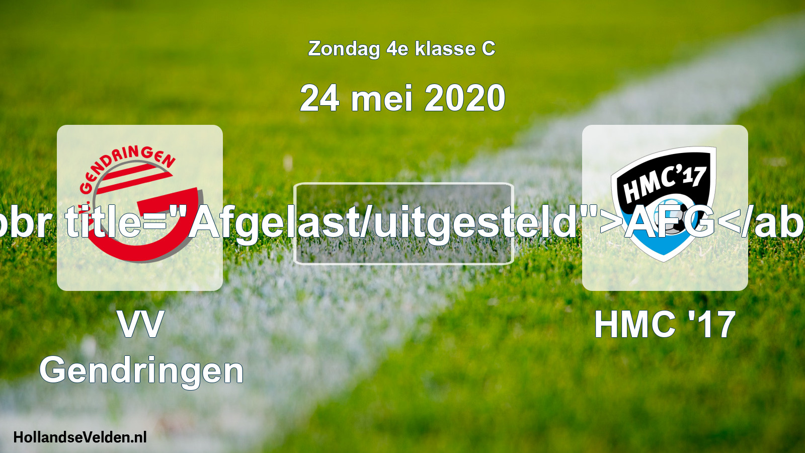 Scheduled Match: VV Gendringen - HMC '17 (24 May 2020)