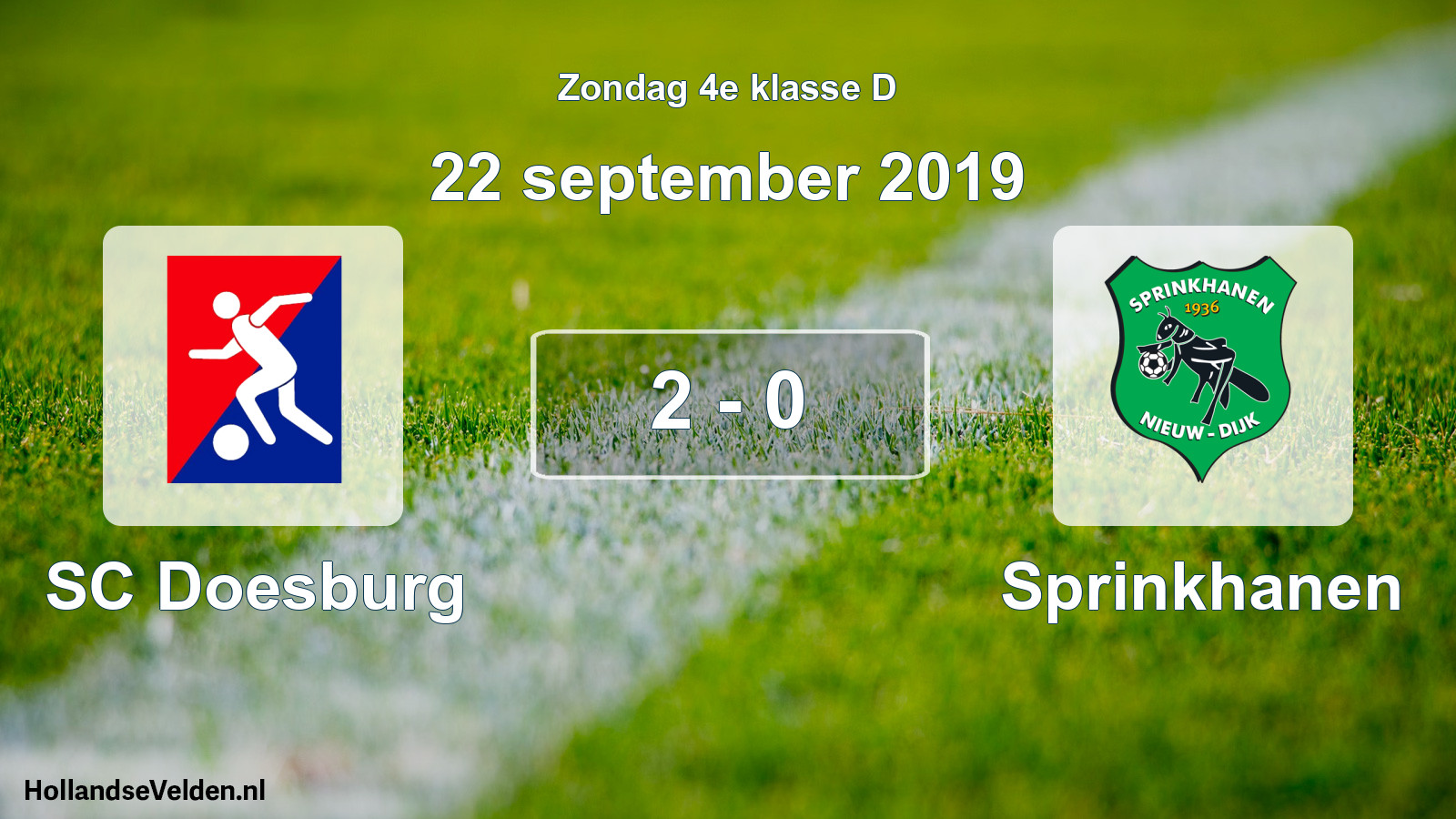 Total number of matches played: SC Doesburg - Sprinkhanen 2 - 0 (22 September 2019)