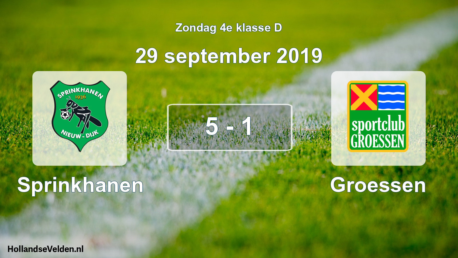 Total number of matches played: Sprinkhanen - Groessen 5 - 1 (29 September 2019)