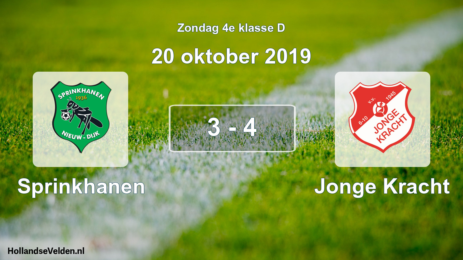 Total number of matches played: Sprinkhanen - Jonge Kracht 3 - 4 (20 October 2019)