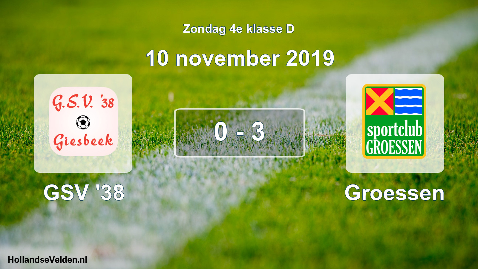 Total number of matches played: GSV '38 - Groessen 0 - 3 (10 November 2019)
