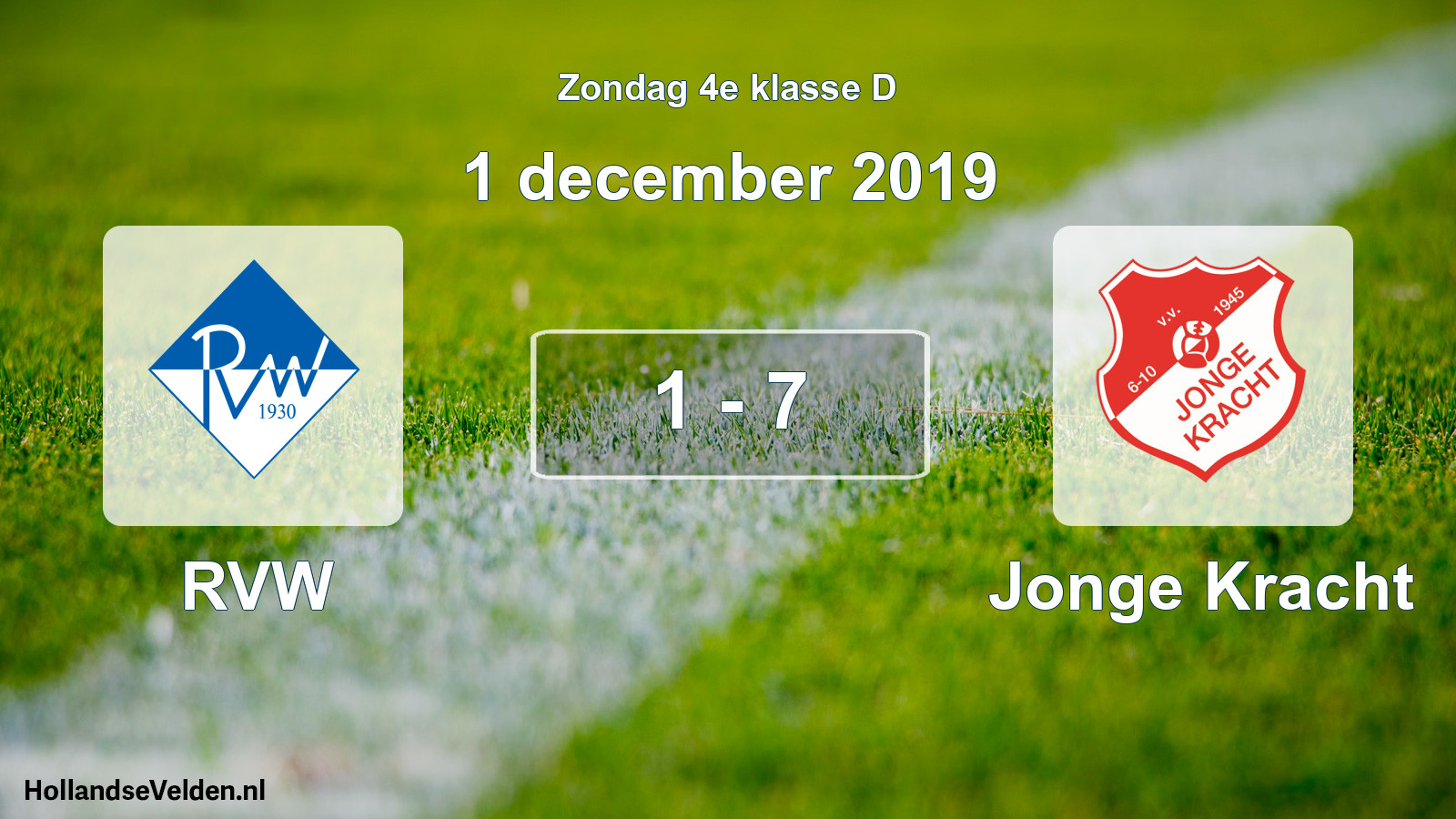 Total number of matches played: RVW - Jonge Kracht 1 - 7 (1 December 2019)