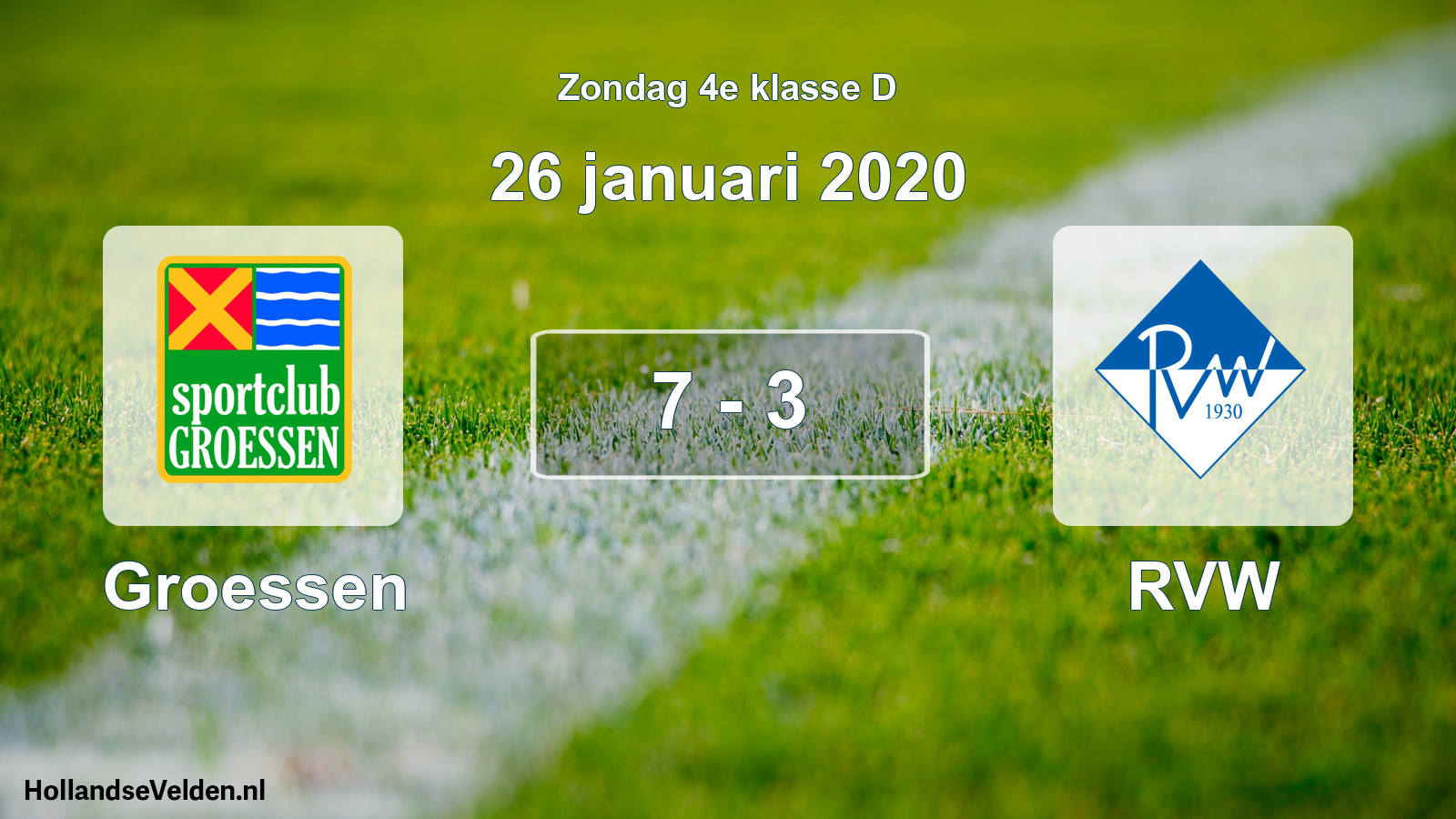 Total number of matches played: Groessen - RVW 7 - 3 (26 January 2020)