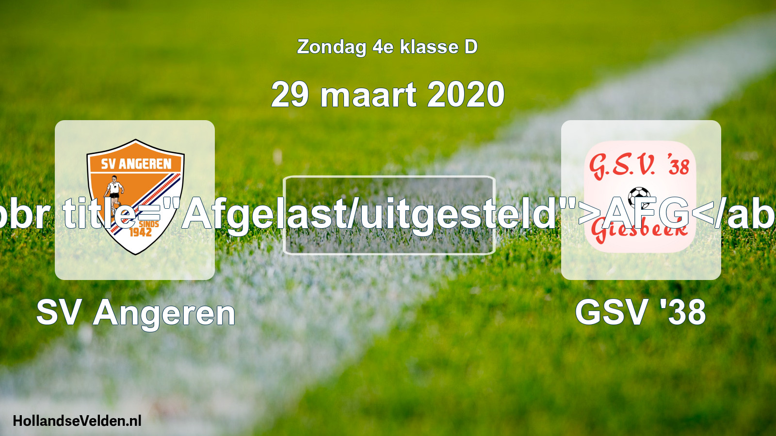 Scheduled Match: SV Angeren - GSV '38 (29 March 2020)