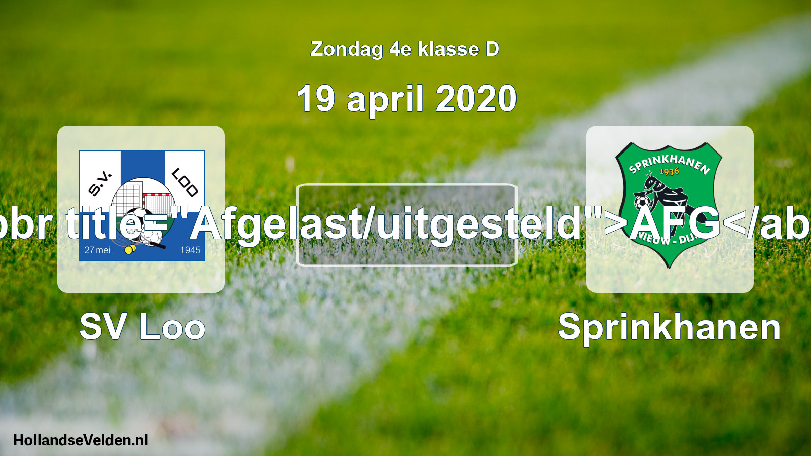Scheduled Match: SV Loo - Sprinkhanen (19 April 2020)