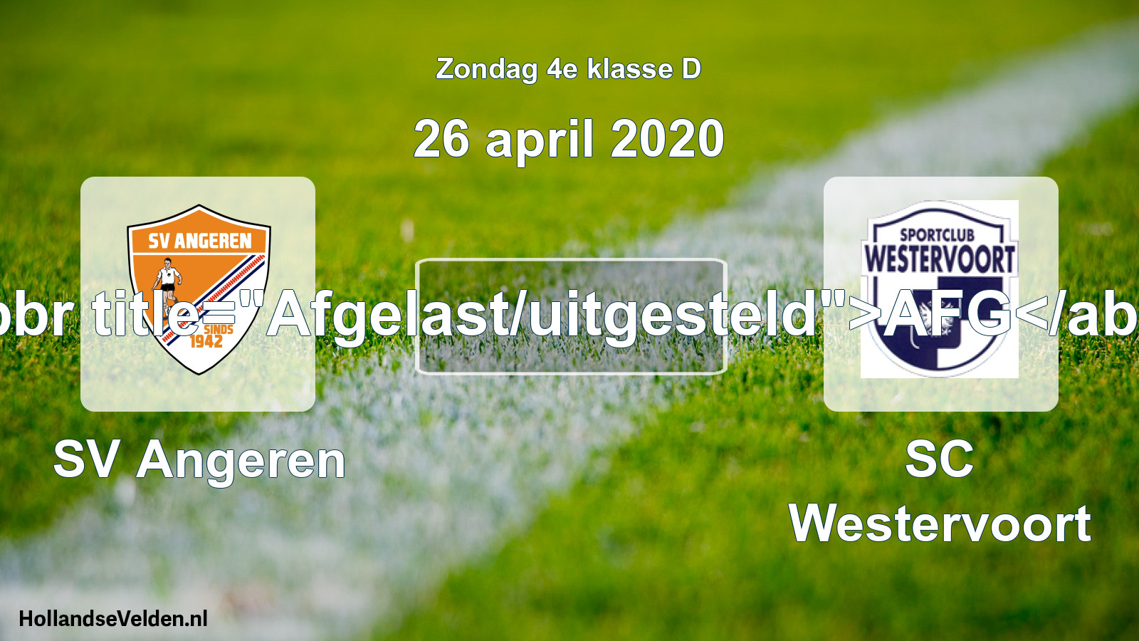 Scheduled Match: SV Angeren - SC Westervoort (26 April 2020)