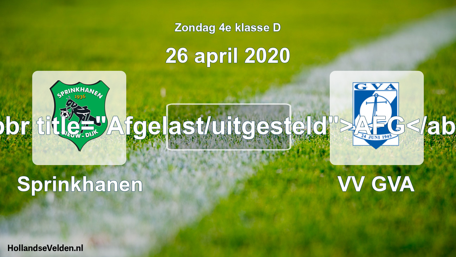 Scheduled Match: Sprinkhanen - VV GVA (26 April 2020)