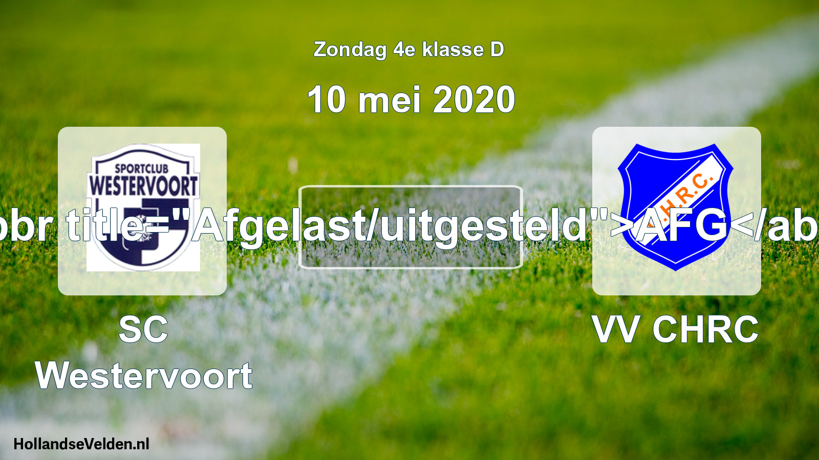 Scheduled Match: SC Westervoort - VV CHRC (10 May 2020)