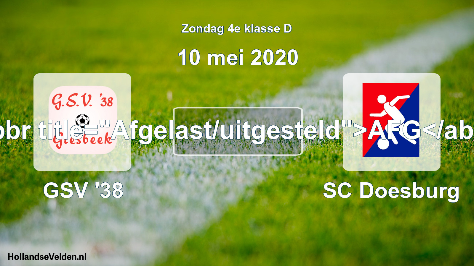 Scheduled Match: GSV '38 - SC Doesburg (10 May 2020)