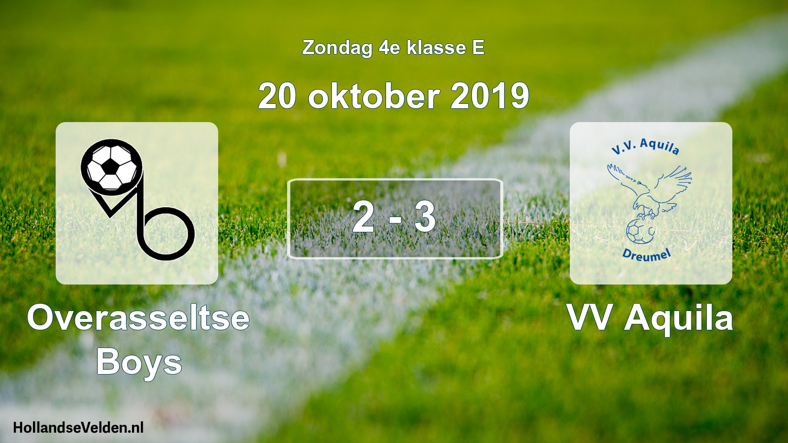 Total number of matches played: Overasseltse Boys - VV Aquila 2 - 3 (20 October 2019)