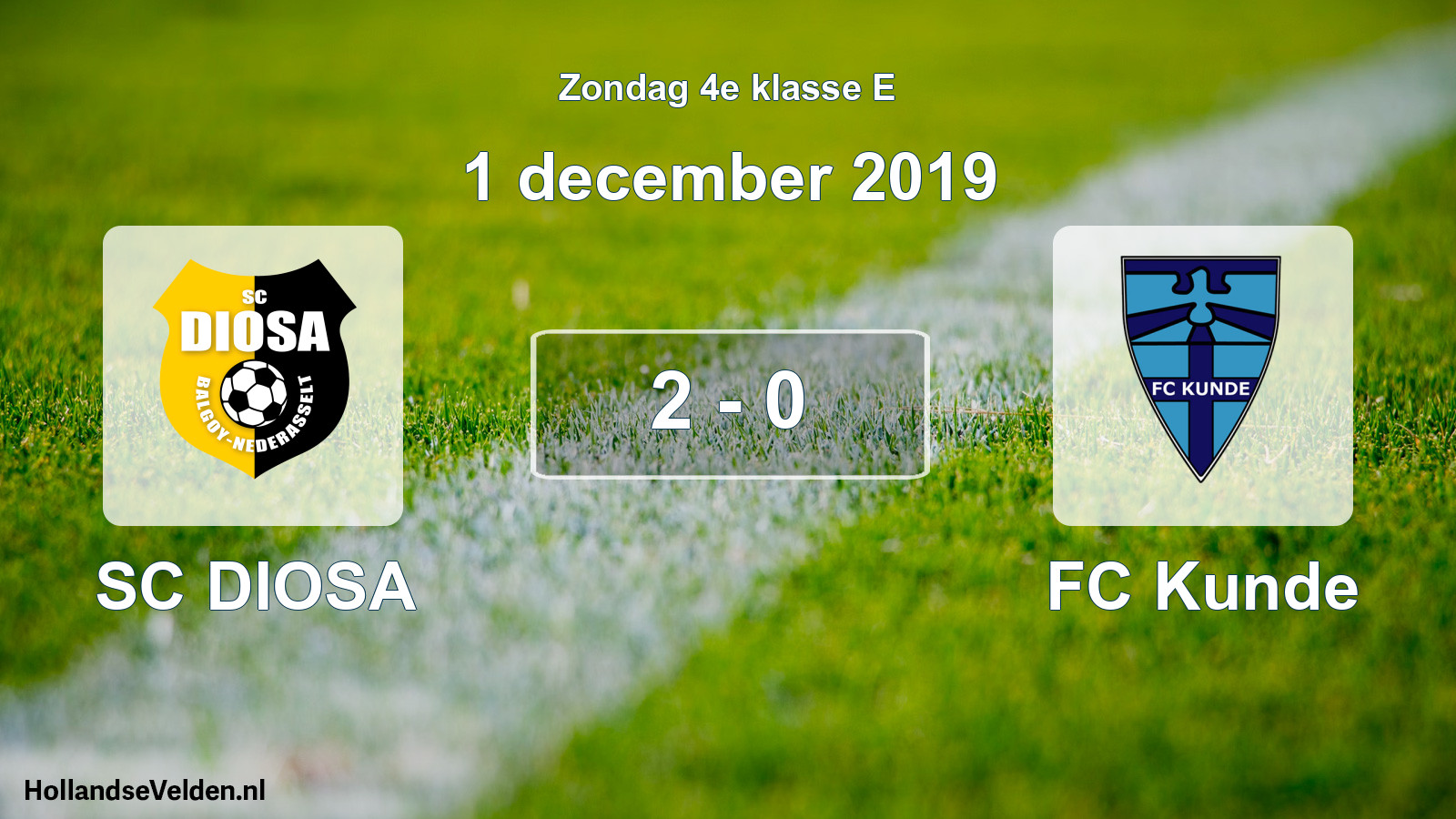Total number of matches played: SC DIOSA - FC Kunde 2 - 0 (1 December 2019)