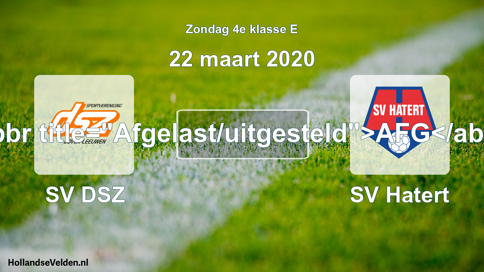 Scheduled Match: SV DSZ - SV Hatert (22 March 2020)