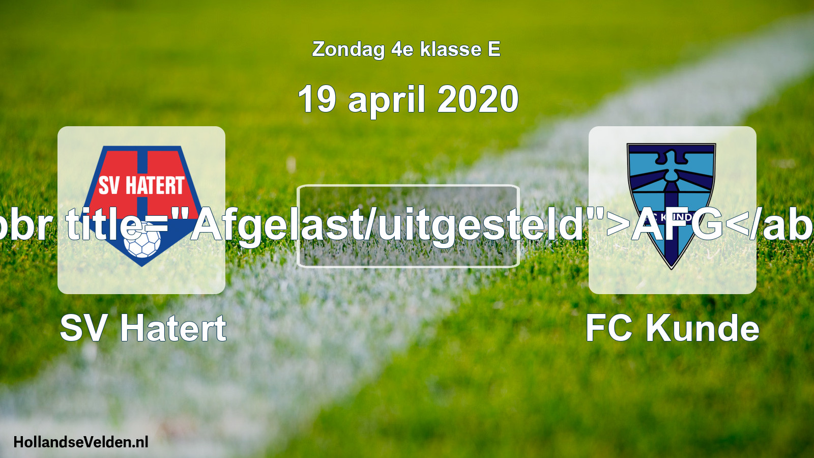 Scheduled Match: SV Hatert - FC Kunde (19 April 2020)
