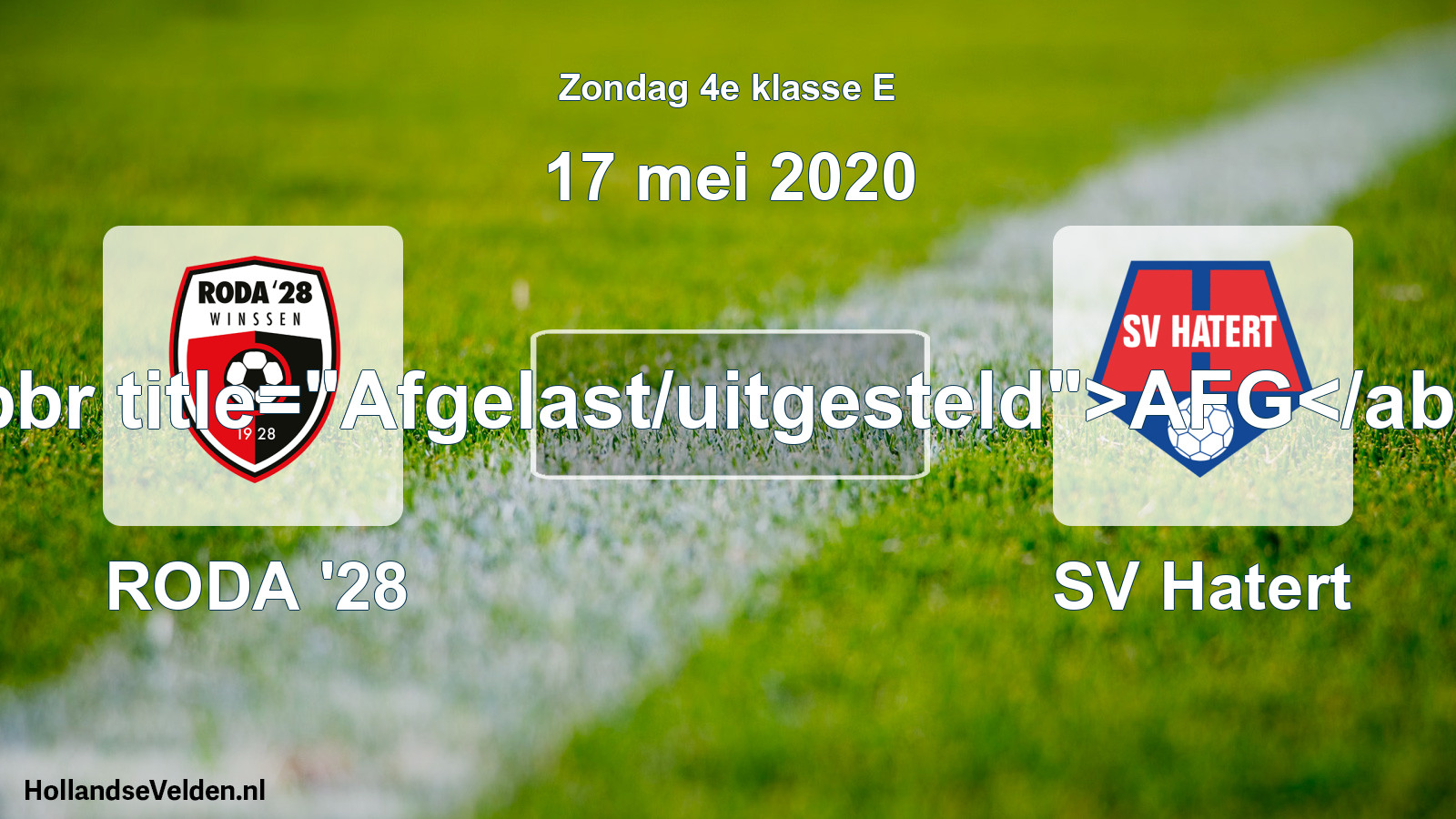 Scheduled Match: RODA '28 - SV Hatert (17 May 2020)