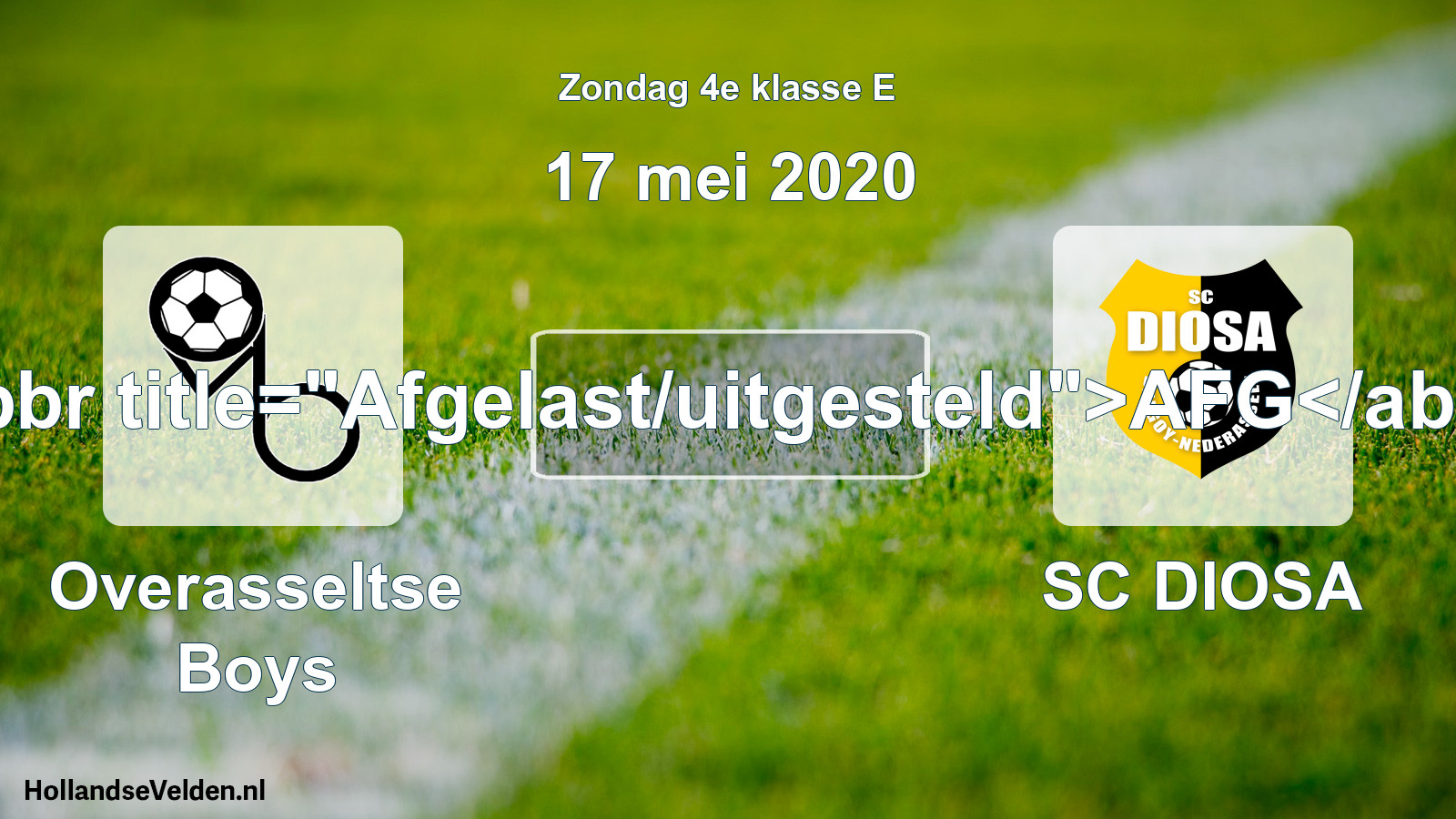 Scheduled Match: Overasseltse Boys - SC DIOSA (17 May 2020)