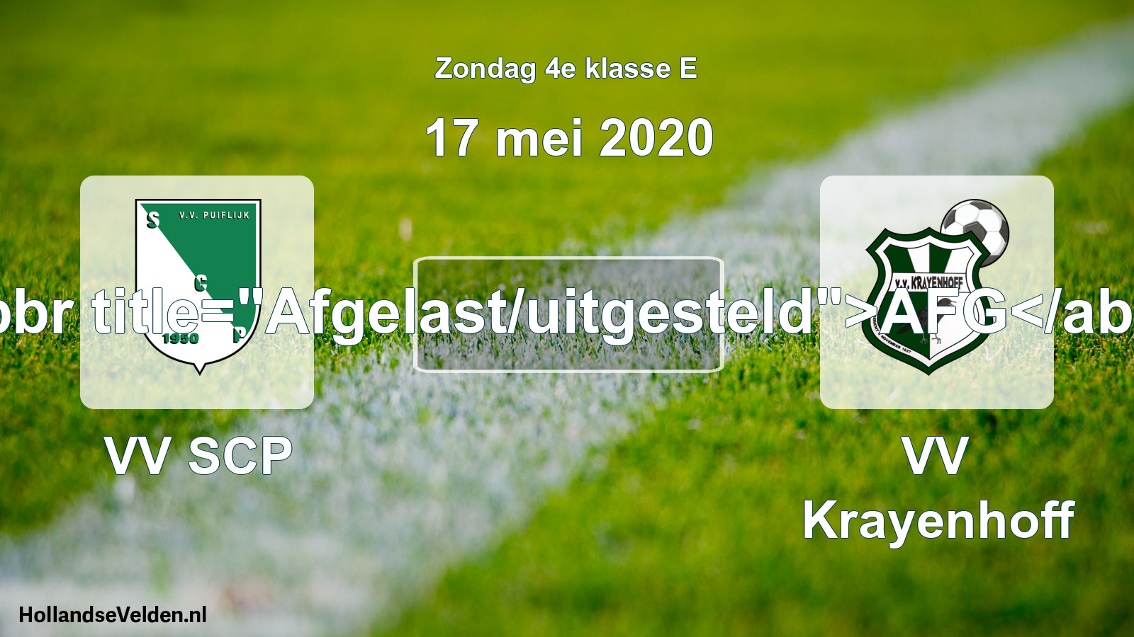 Scheduled Match: VV SCP - VV Krayenhoff (17 May 2020)