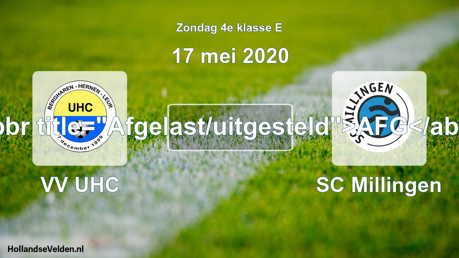 Scheduled Match: VV UHC - SC Millingen (17 May 2020)