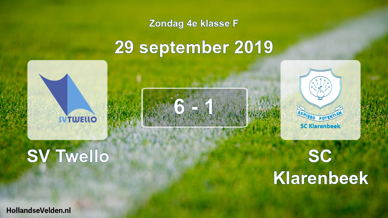 Total number of matches played: SV Twello - SC Klarenbeek 6 - 1 (29 September 2019)