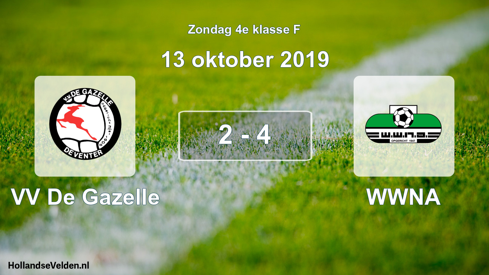 Total number of matches played: VV De Gazelle - WWNA 2 - 4 (13 October 2019)